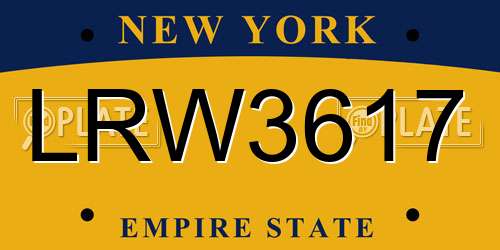 LRW3617 New York License Plate