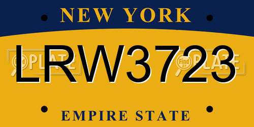 LRW3723 New York License Plate