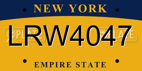 LRW4047 New York License Plate