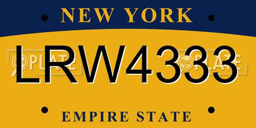 LRW4333 New York License Plate
