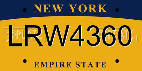 LRW4360 New York License Plate