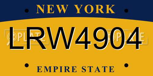 LRW4904 New York License Plate