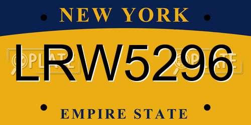 LRW5296 New York License Plate