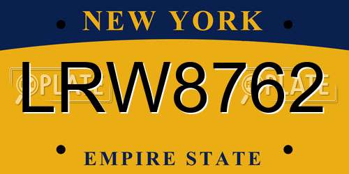 LRW8762 New York License Plate