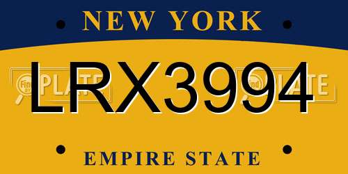 LRX3994 New York License Plate