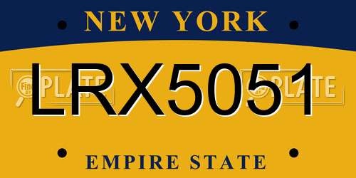 LRX5051 New York License Plate