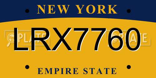 LRX7760 New York License Plate
