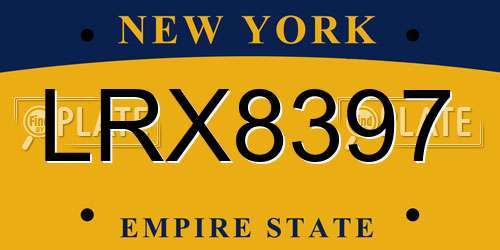 LRX8397 New York License Plate
