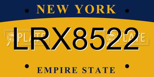 LRX8522 New York License Plate