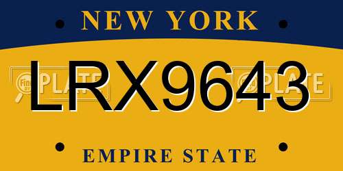 LRX9643 New York License Plate