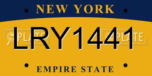 LRY1441 New York License Plate