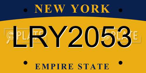 LRY2053 New York License Plate