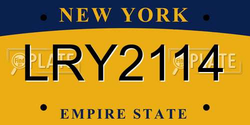 LRY2114 New York License Plate