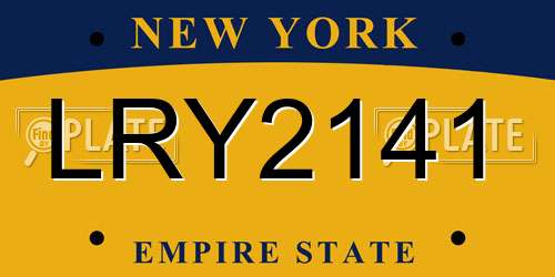 LRY2141 New York License Plate