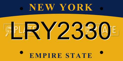 LRY2330 New York License Plate