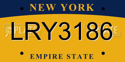 LRY3186 New York License Plate