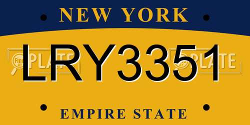 LRY3351 New York License Plate