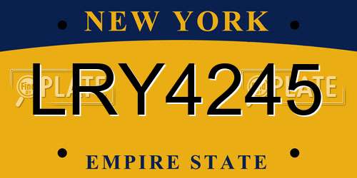 LRY4245 New York License Plate