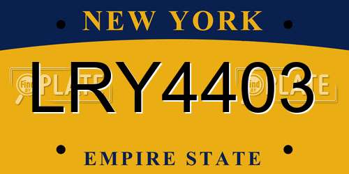 LRY4403 New York License Plate