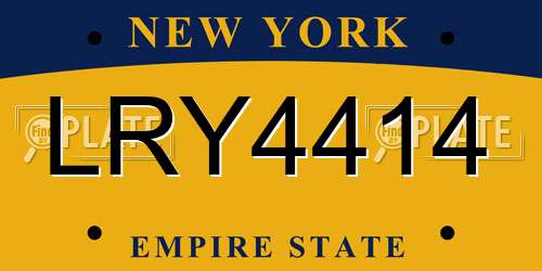 LRY4414 New York License Plate