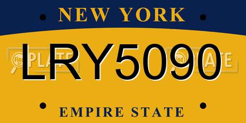 LRY5090 New York License Plate