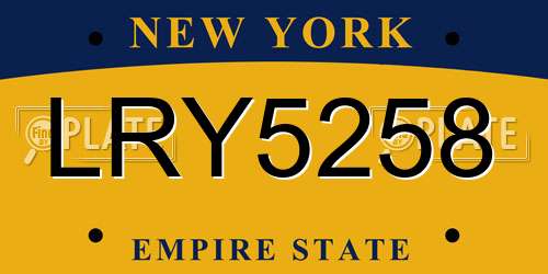 LRY5258 New York License Plate
