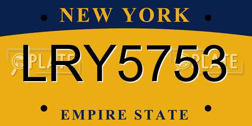 LRY5753 New York License Plate