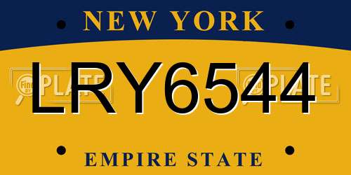 LRY6544 New York License Plate