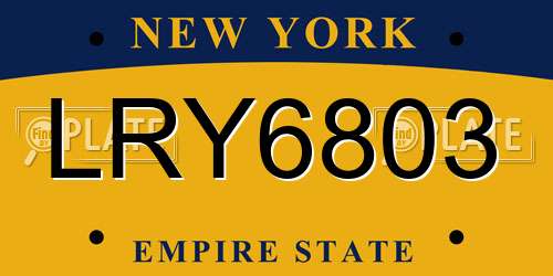 LRY6803 New York License Plate
