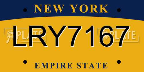 LRY7167 New York License Plate