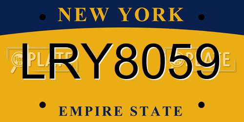 LRY8059 New York License Plate