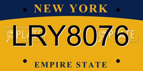 LRY8076 New York License Plate