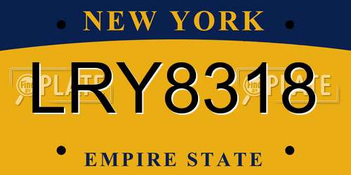 LRY8318 New York License Plate