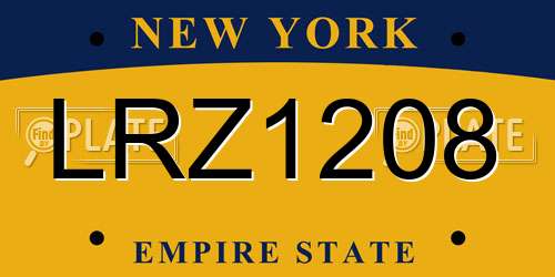 LRZ1208 New York License Plate