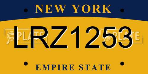 LRZ1253 New York License Plate