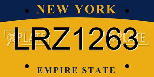 LRZ1263 New York License Plate