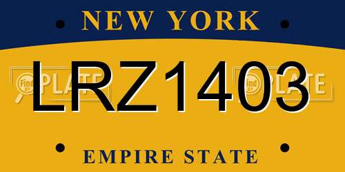 LRZ1403 New York License Plate