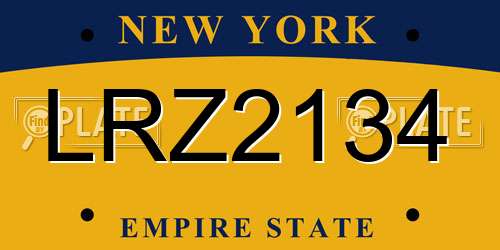 LRZ2134 New York License Plate