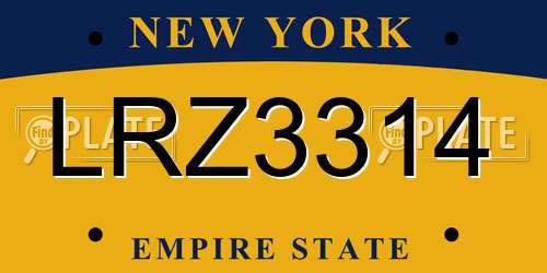 LRZ3314 New York License Plate