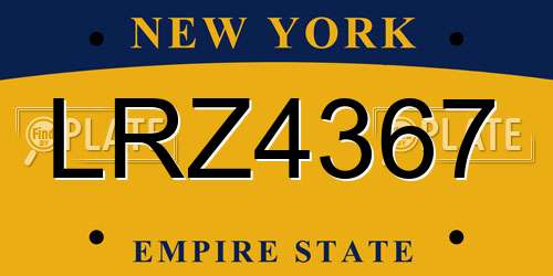 LRZ4367 New York License Plate