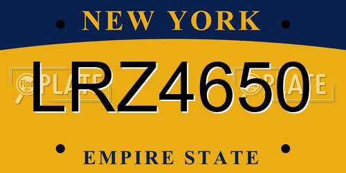LRZ4650 New York License Plate