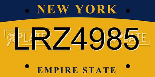 LRZ4985 New York License Plate