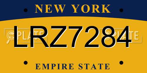 LRZ7284 New York License Plate