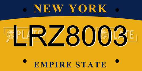 LRZ8003 New York License Plate