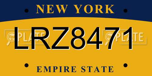 LRZ8471 New York License Plate