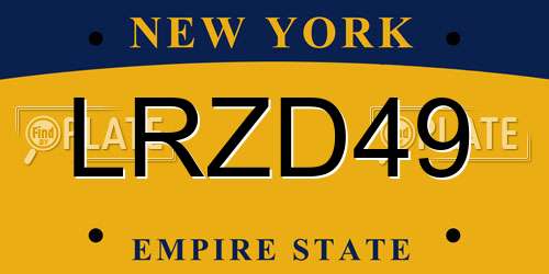 LRZD49 New York License Plate