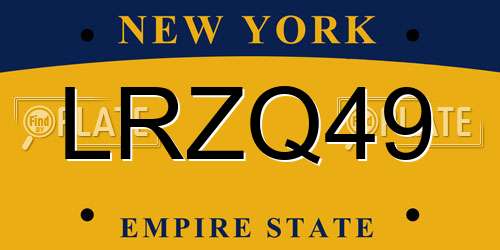 LRZQ49 New York License Plate