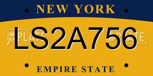 LS2A756 New York License Plate