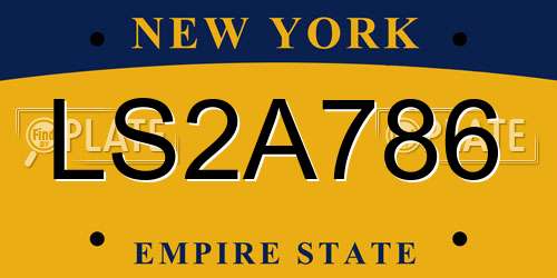 LS2A786 New York License Plate