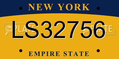 LS32756 New York License Plate